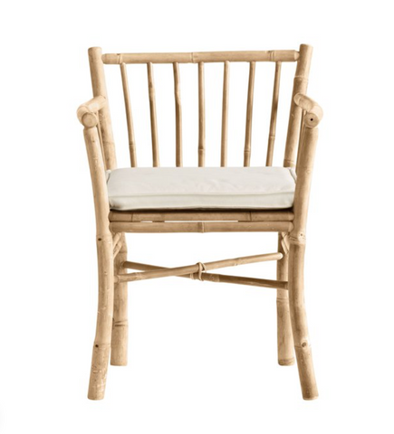 BAM DINING CHAIR WITH ARMREST NEW | BAMBOO | WHITE, SAND, GREY or BLACK CUSHION
