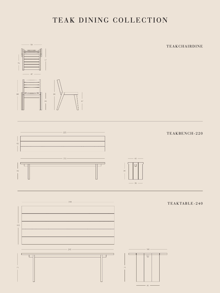 TEAK DINING TABLE | RECYCLED TEAK | 240 X 100 CM