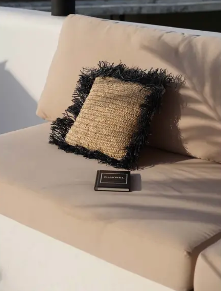 Raffia Cushion Cover Square - Natural Black - 40x40