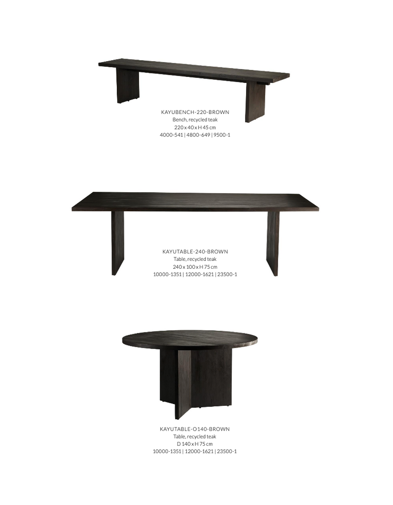 TABLE KAYU | RECYCLED TEAK | 240 X H 75 CM, BROWN-BLACK