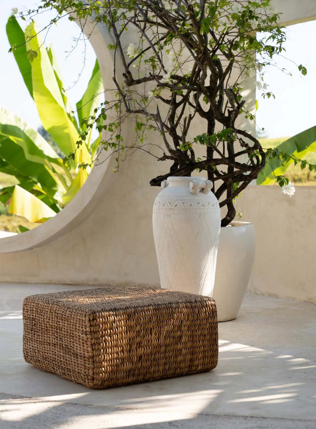 The Hyacinth Pouffe Square - Natural - Ø 60 cm, H 30 cm