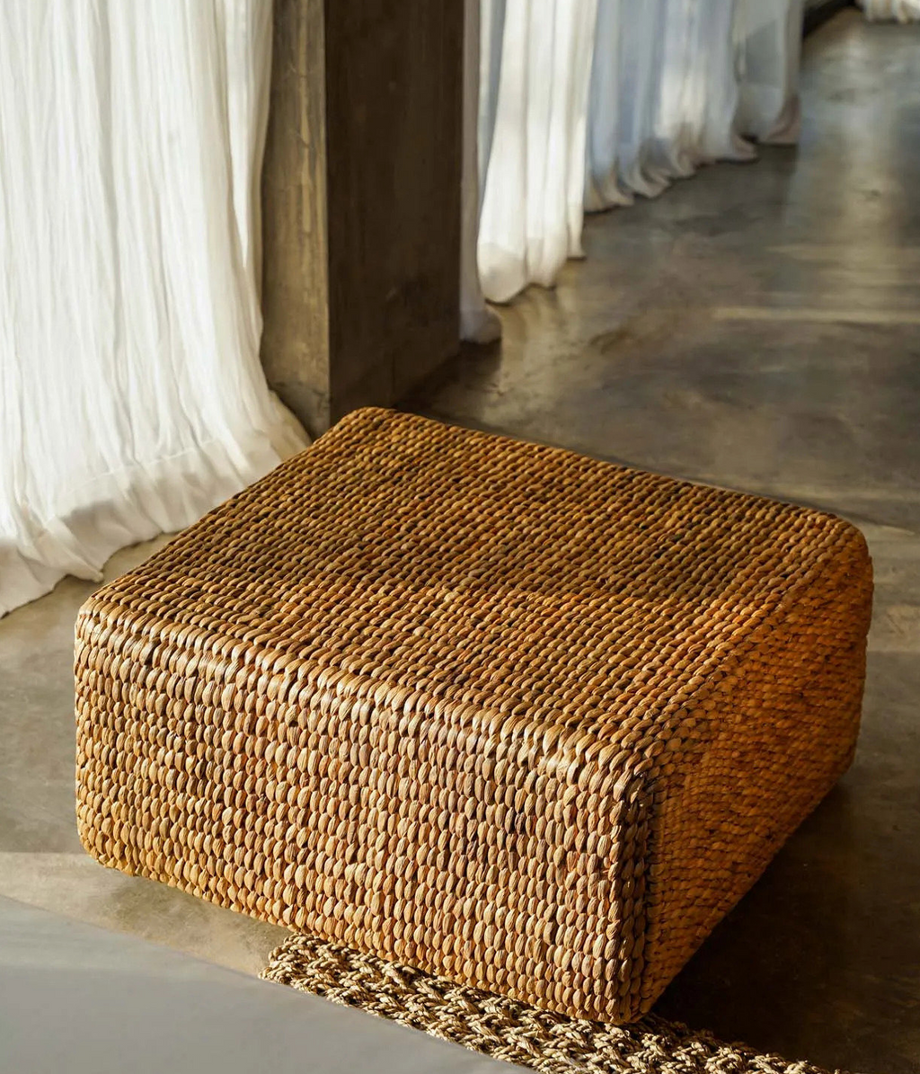The Hyacinth Pouffe Square - Natural - Ø 60 cm, H 30 cm