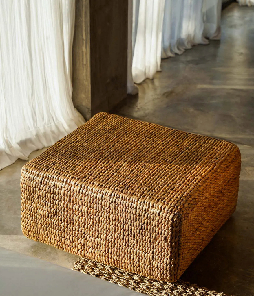 The Hyacinth Pouffe Square - Natural - Ø 60 cm, H 30 cm