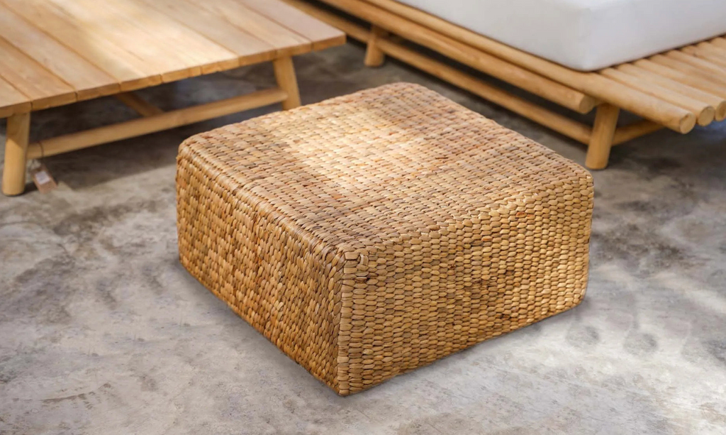 The Hyacinth Pouffe Square - Natural - Ø 60 cm, H 30 cm