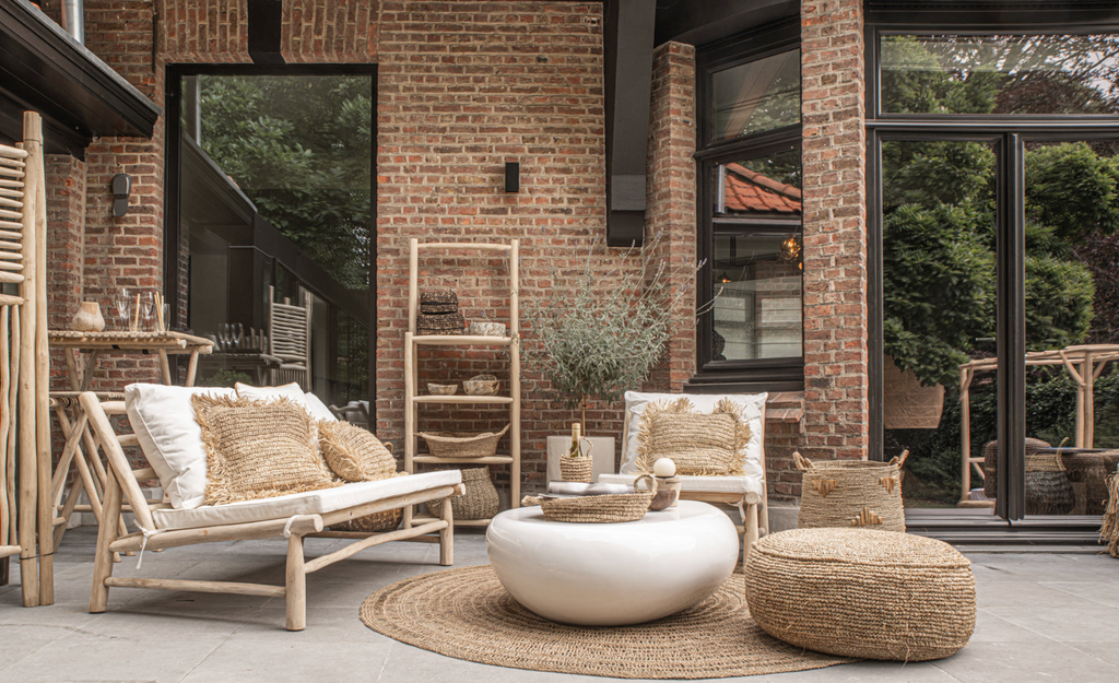 The Raffia Flores Pouffe - Natural, Ø 60 cm, H 35 cm