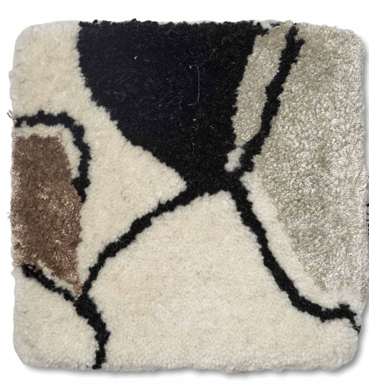 Abstract Round Wool Rug, Ivory