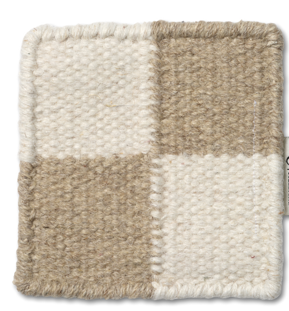 Runner Squares, Wool, White/Beige, 2 SIZE