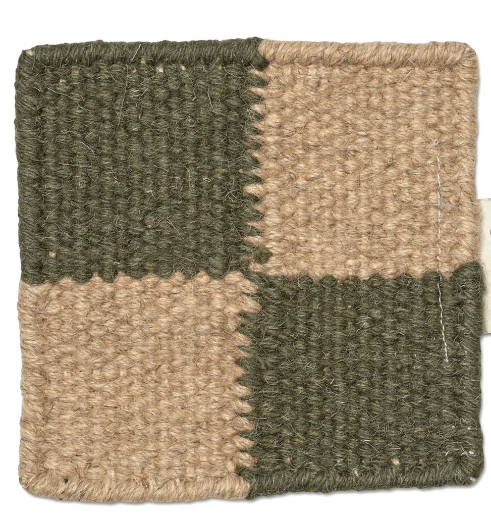 Runner Squares, Wool, Forest green/Natural, 2 SIZE