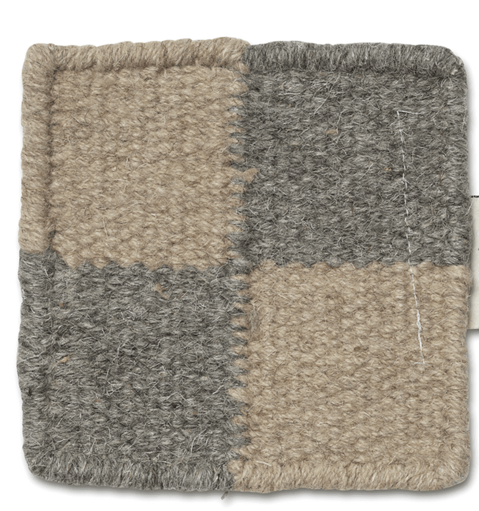 POUF SQUARE GREY/NATURAL, Wool