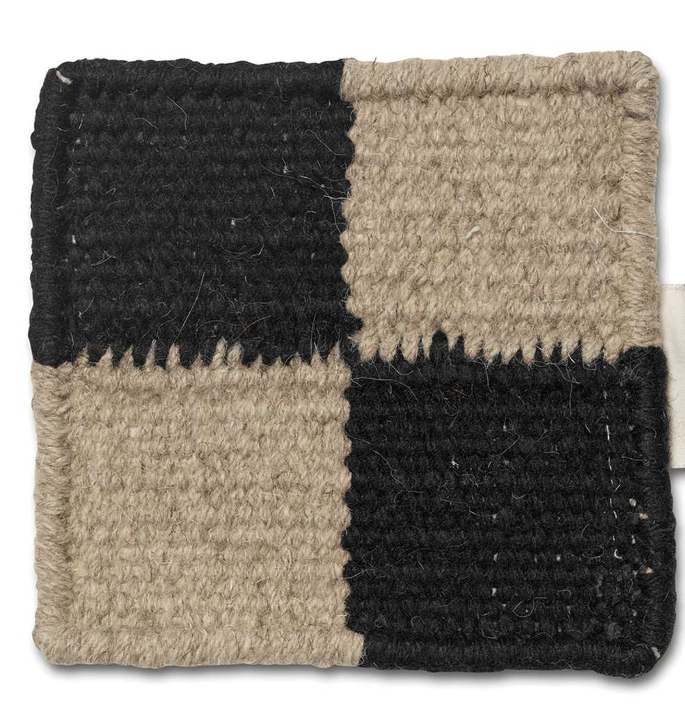 POUF SQUARE BLACK/NATURAL, Wool