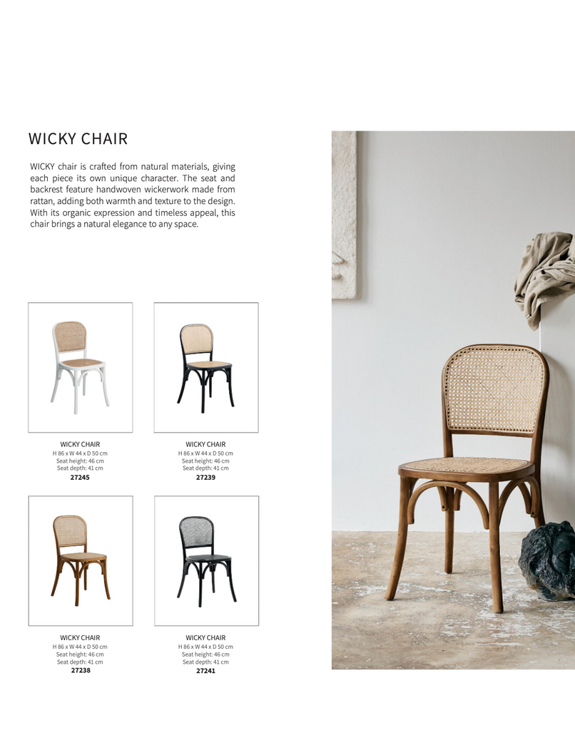 WICKY chair with wickerwork, black/black