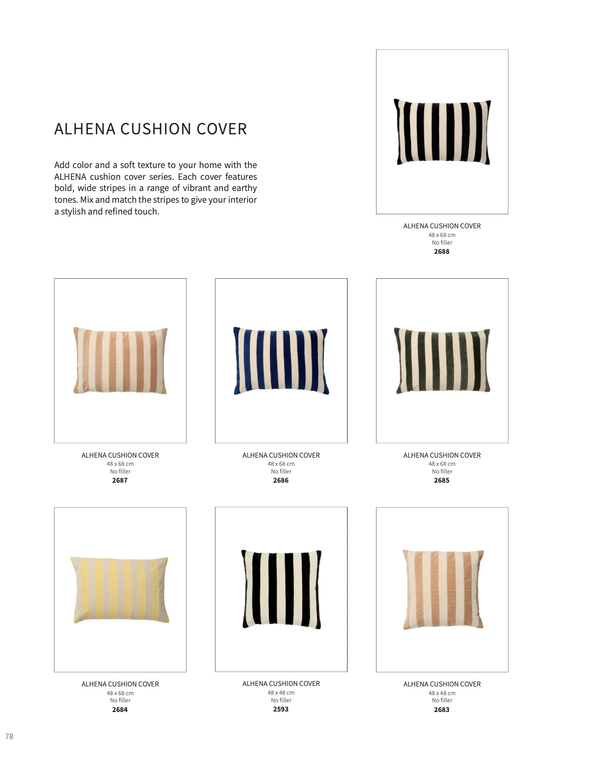 ALHENA BLACK STRIPES, CUSHION COVER, 50 x 70