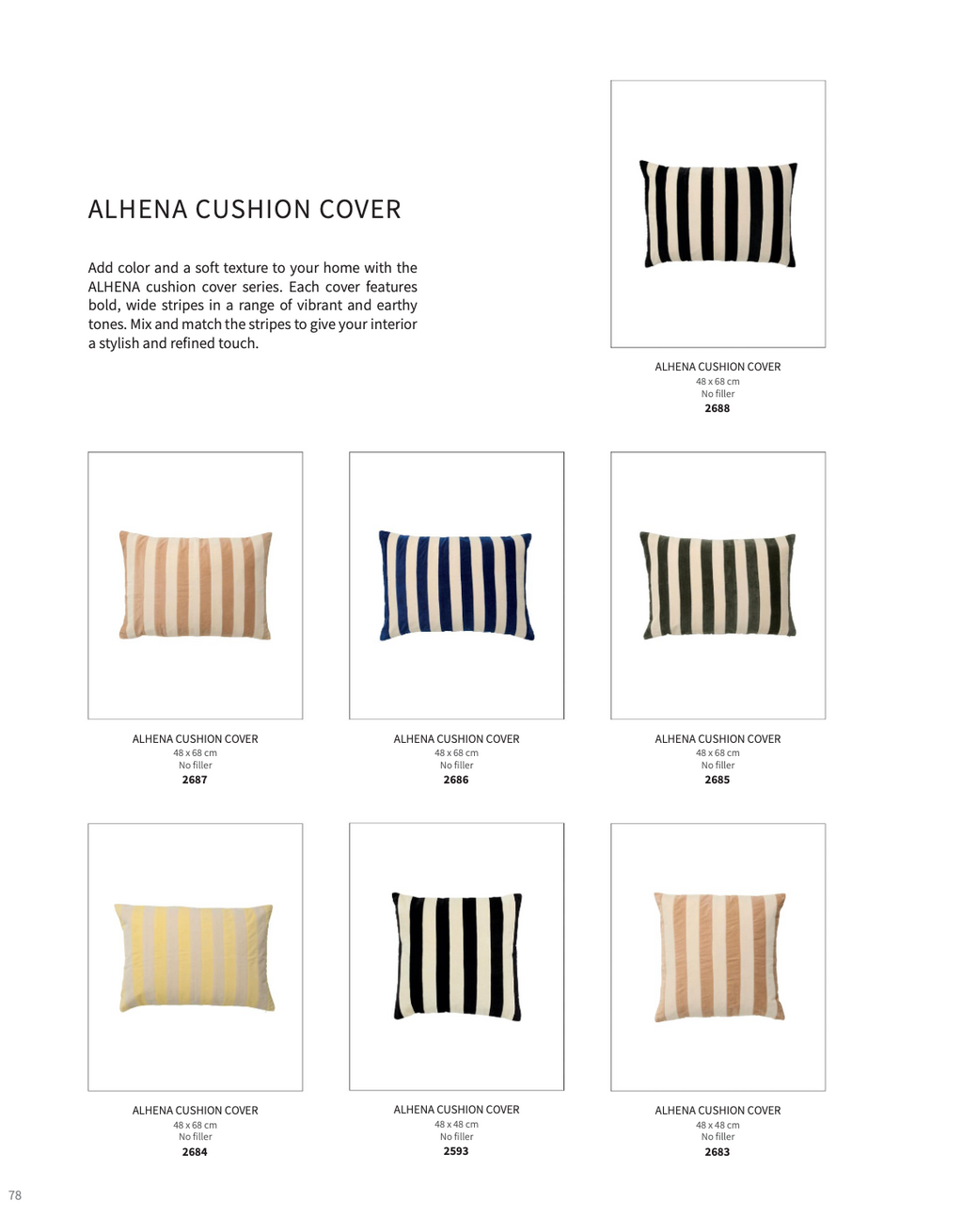 ALHENA BLUE STRIPES, CUSHION COVER, 50 x 70