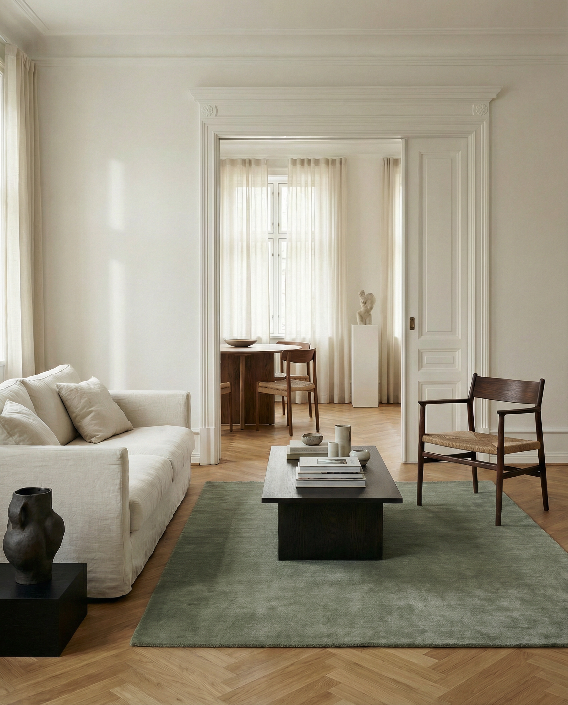 SOLID WOOL RUG - OLIVE