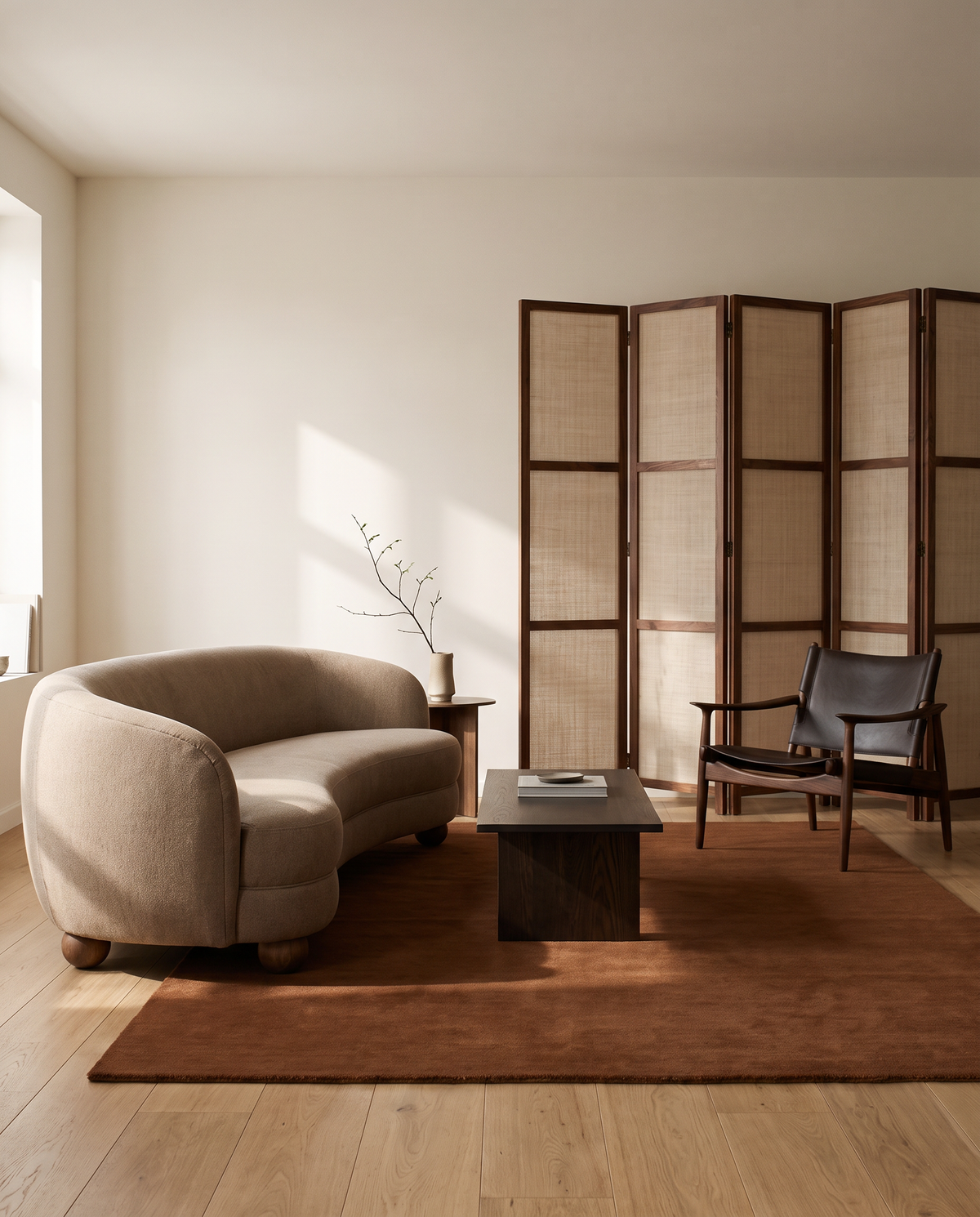 SOLID WOOL RUG- RUST