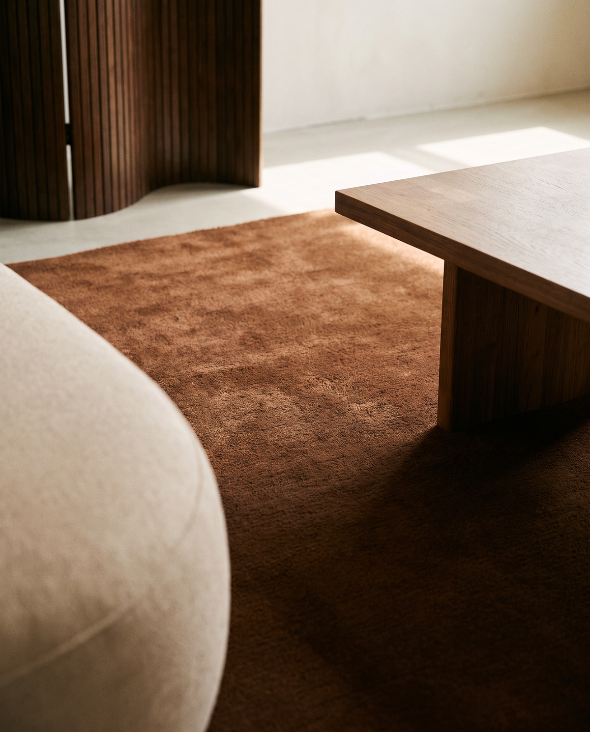 SOLID WOOL RUG- RUST