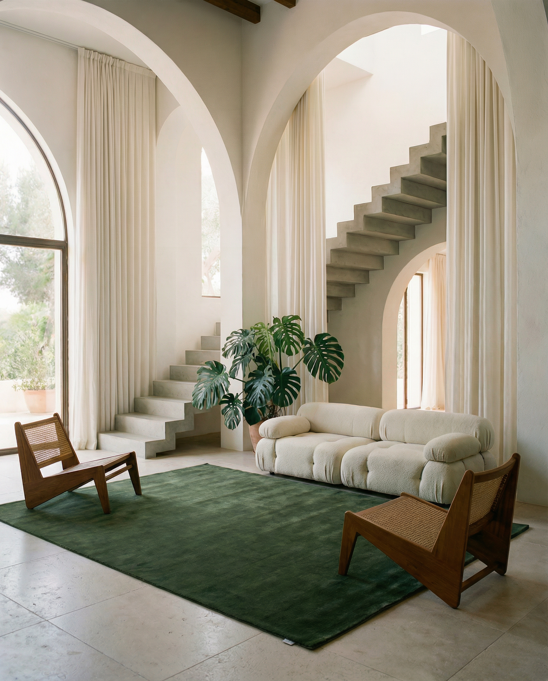 SOLID WOOL RUG - FOREST GREEN
