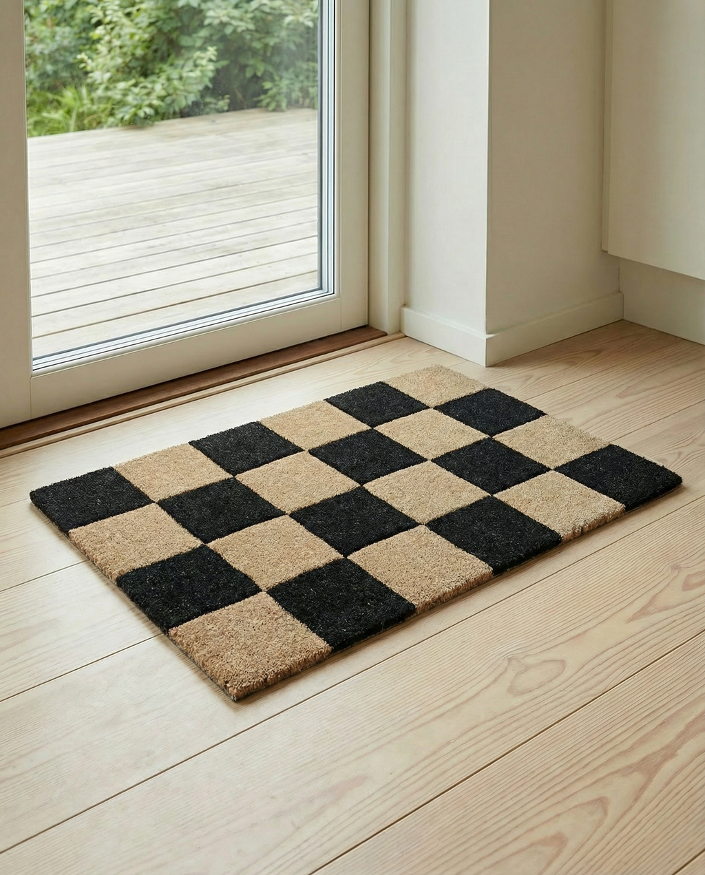 SQUARE DOORMAT, WOOL, BLACK