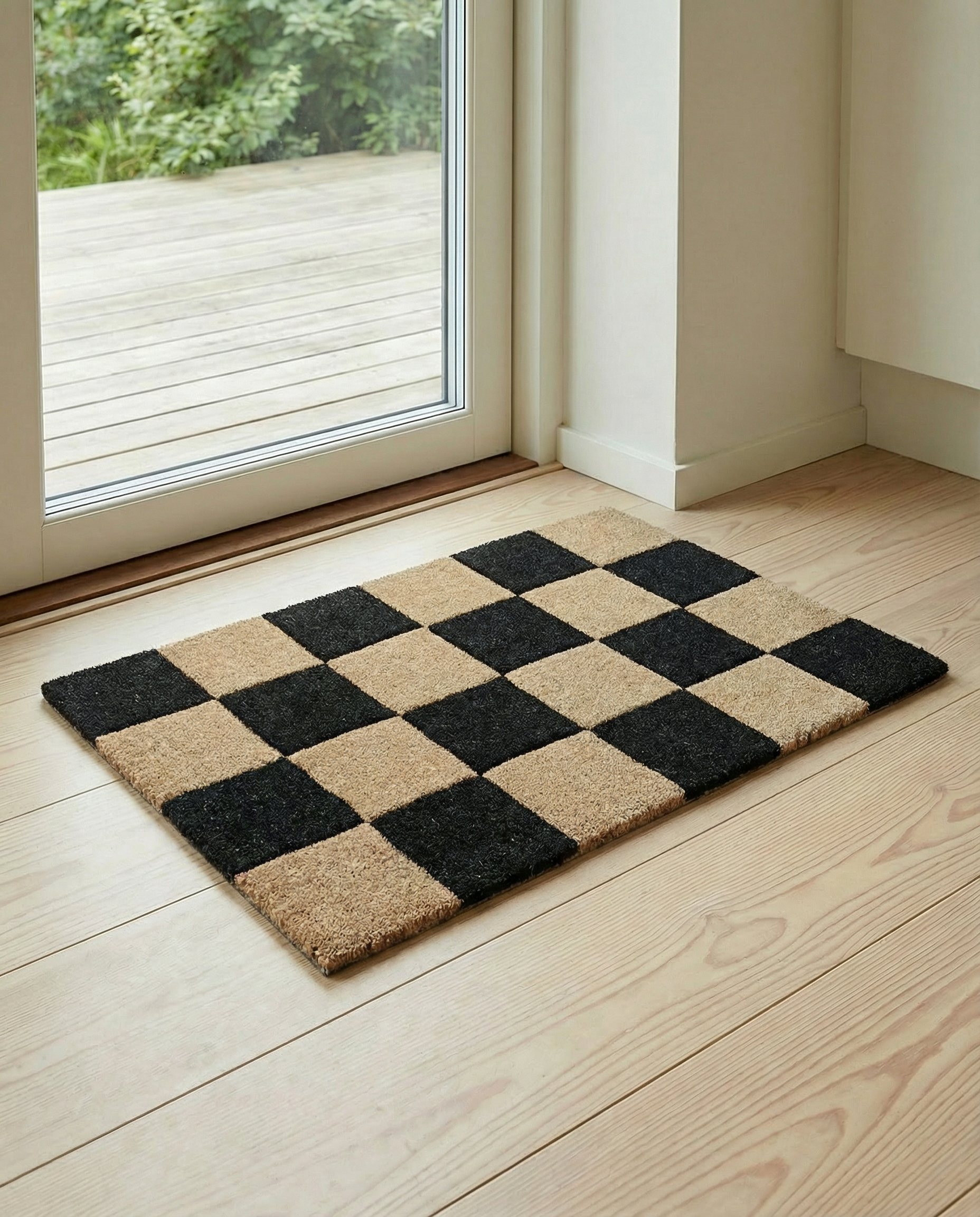 SQUARE DOORMAT, WOOL, BLACK