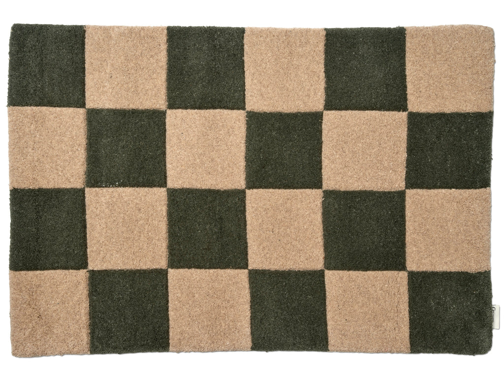 SQUARE DOORMAT, WOOL, FOREST GREEN