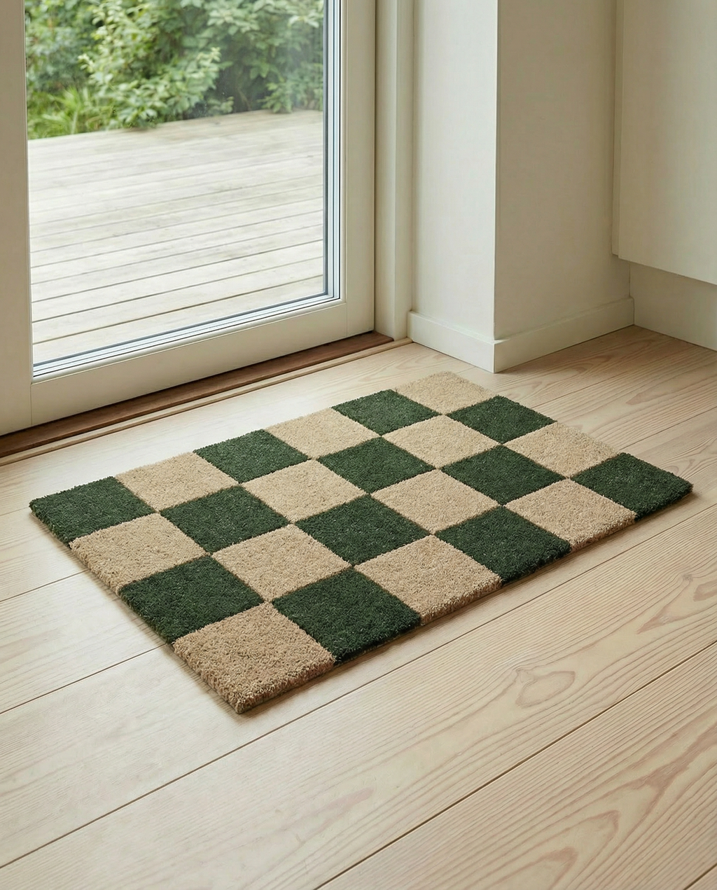 SQUARE DOORMAT, WOOL, FOREST GREEN