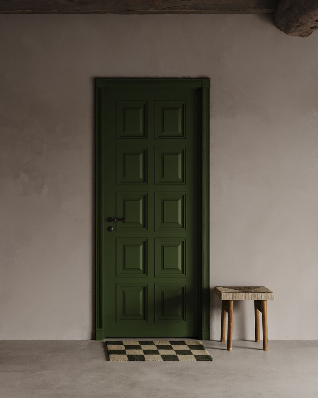 SQUARE DOORMAT, WOOL, FOREST GREEN