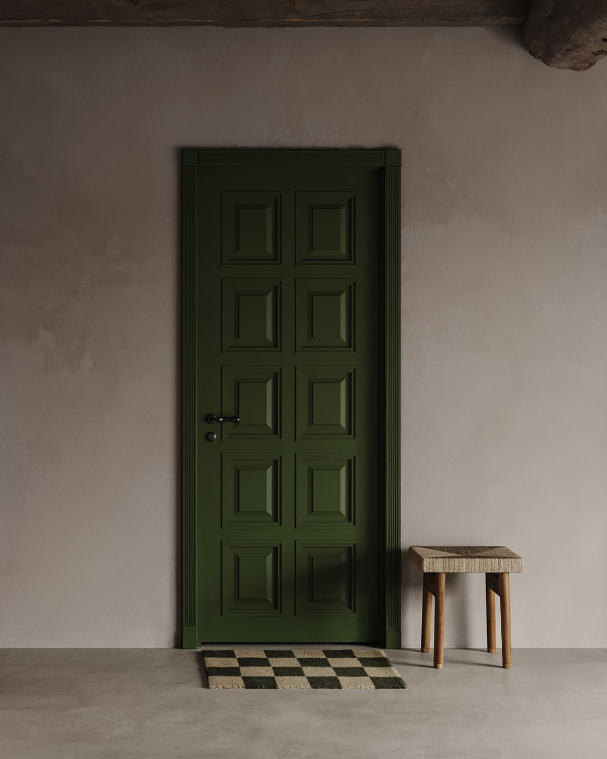 SQUARE DOORMAT, WOOL, FOREST GREEN