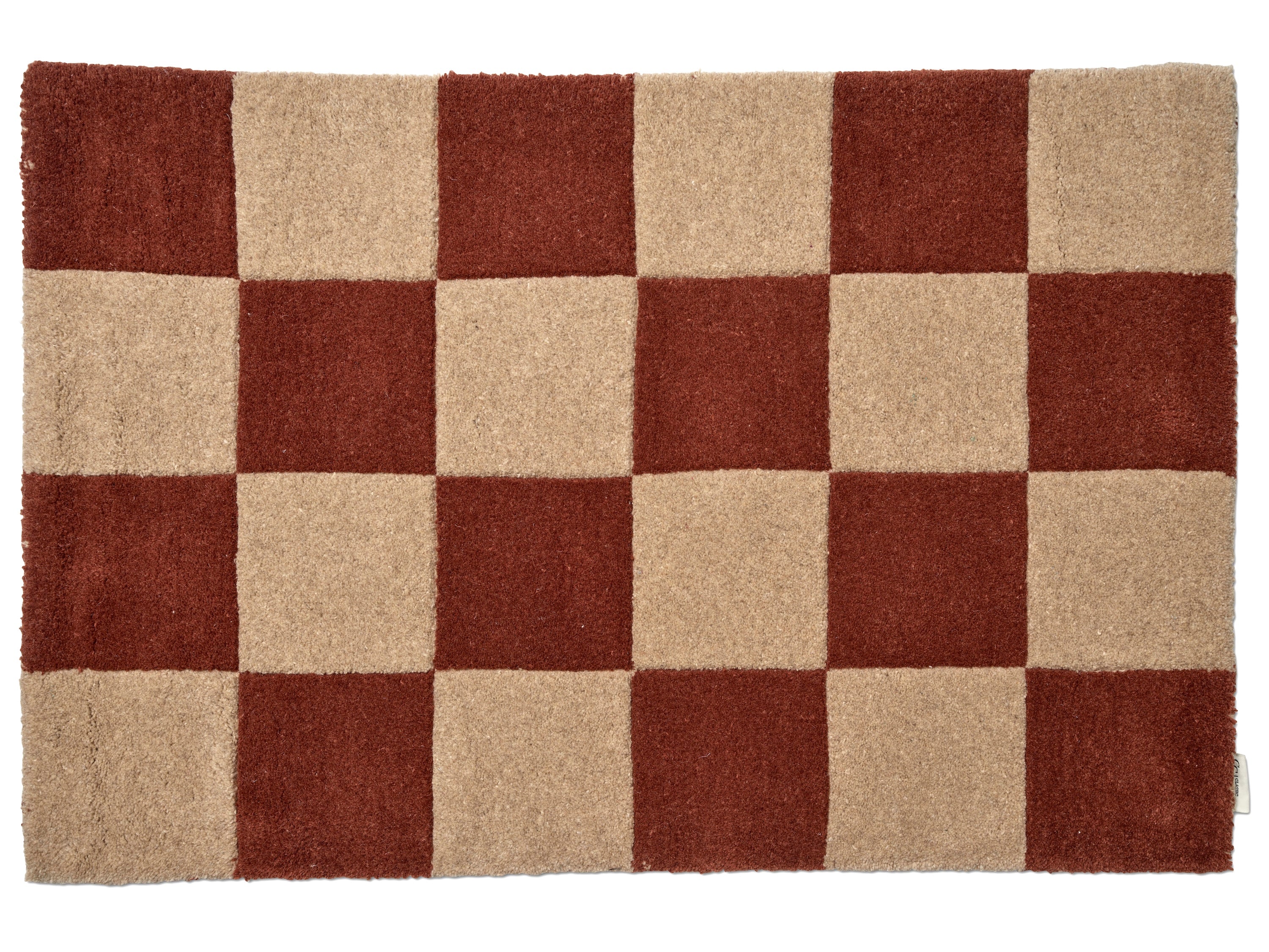 SQUARE DOORMAT, WOOL, TERRACOTTA