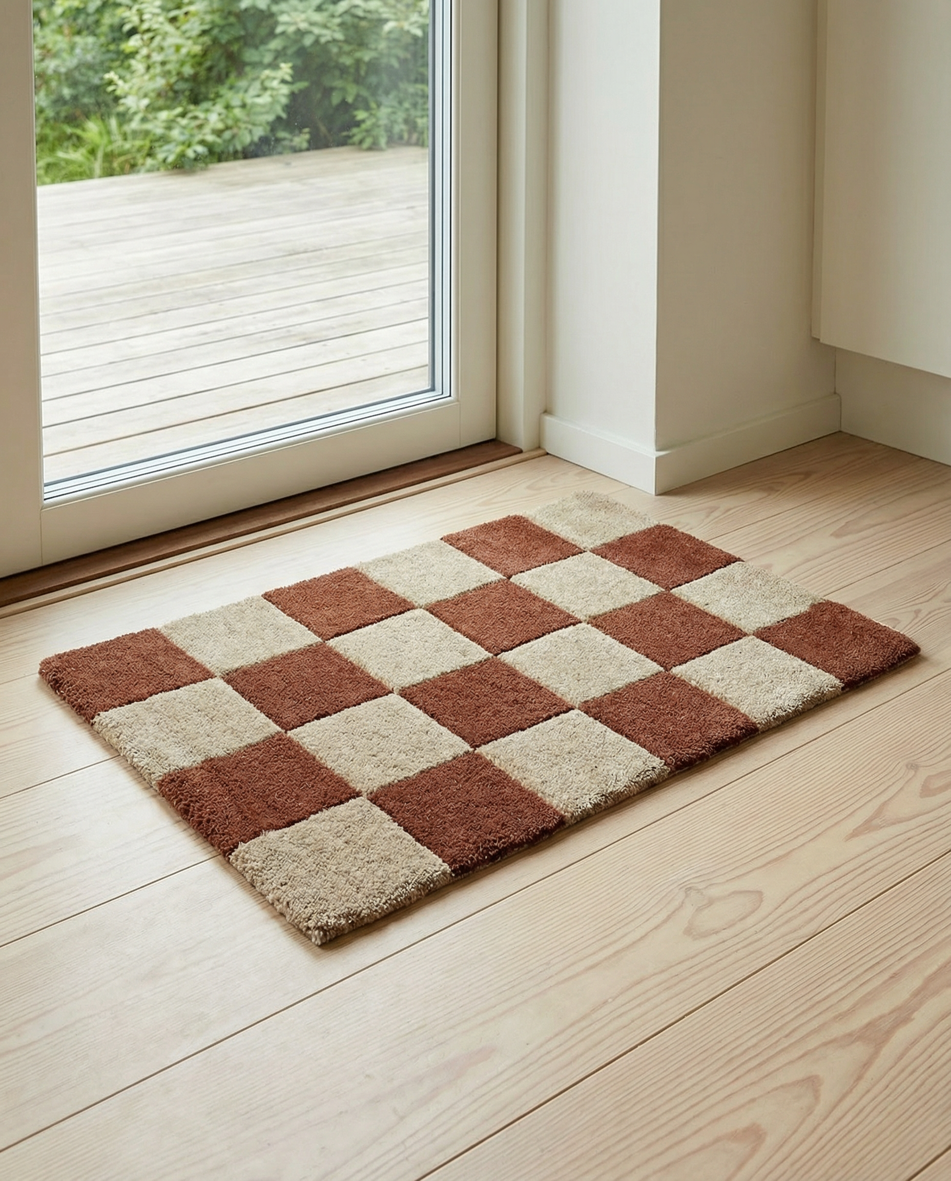 SQUARE DOORMAT, WOOL, TERRACOTTA