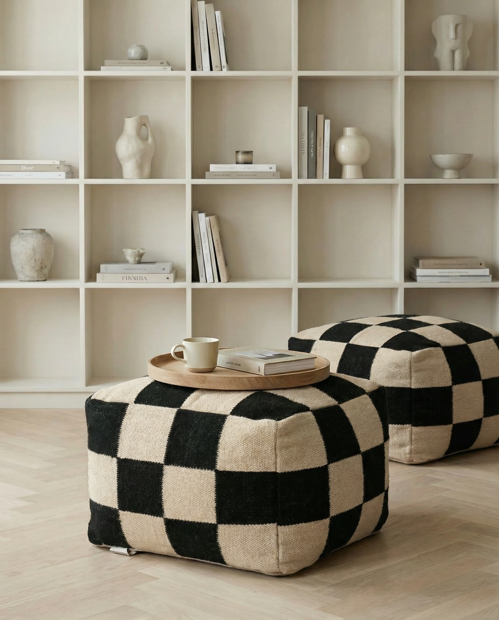 POUF SQUARE BLACK, Wool
