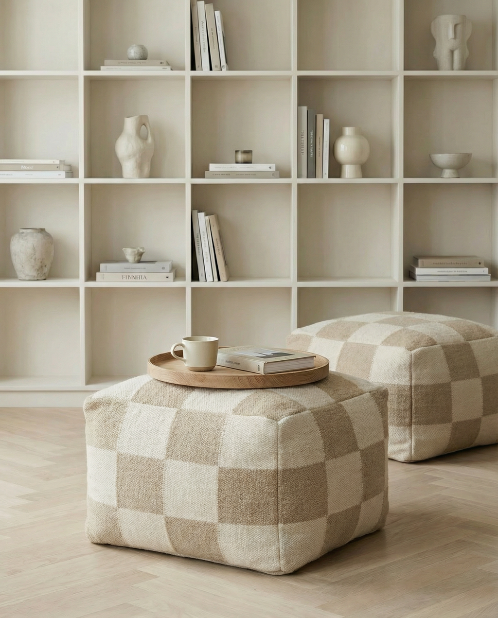 POUF SQUARE NATURAL, Wool