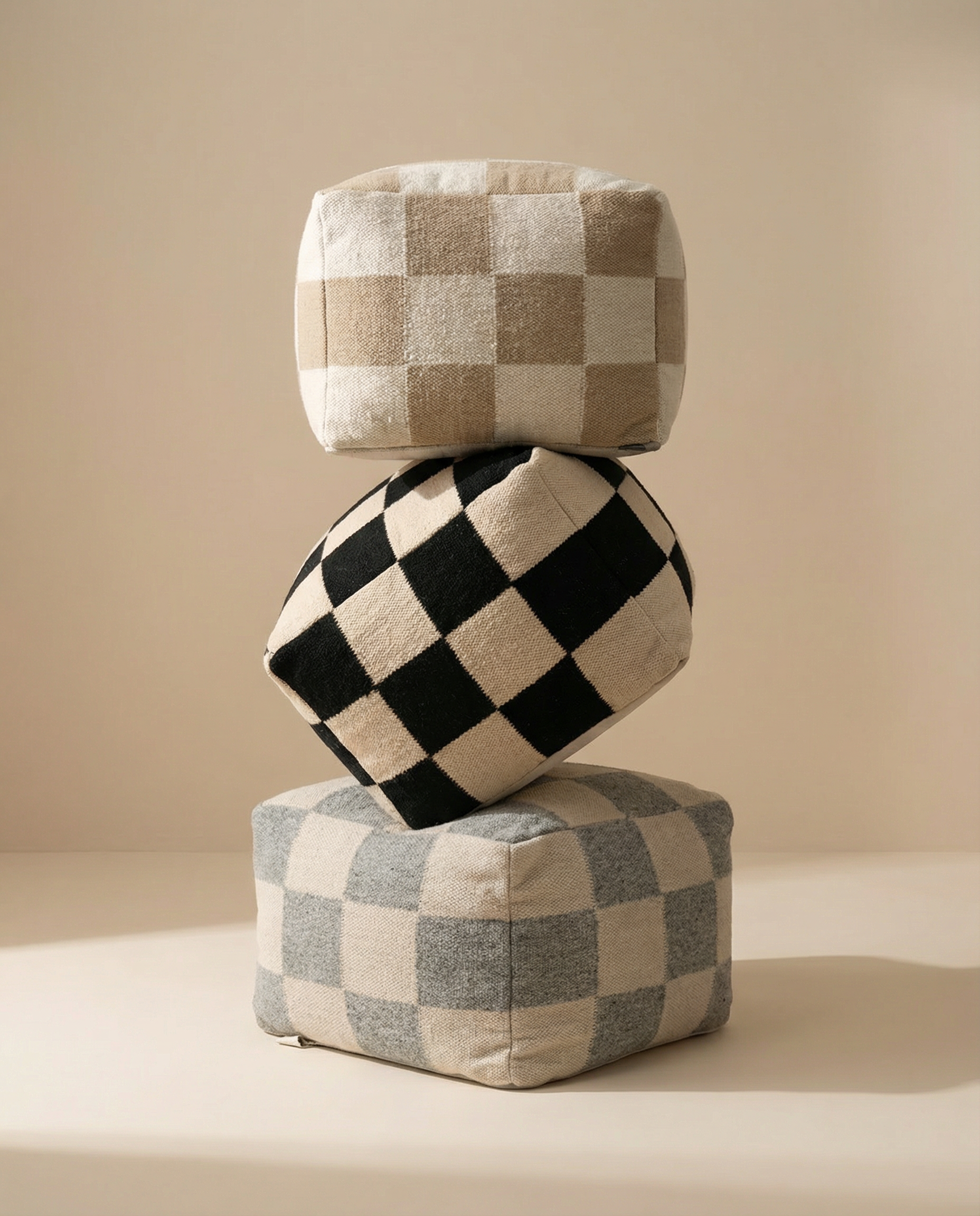 POUF SQUARE NATURAL, Wool