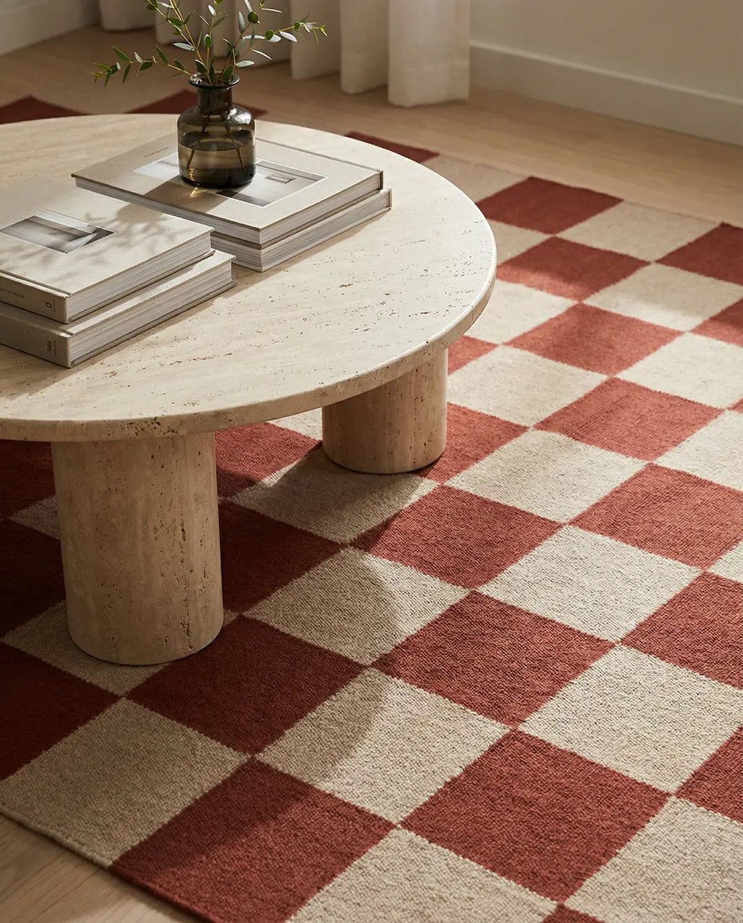 SQUARE WOOL RUG, TERRACOTTA, MANY SIZE