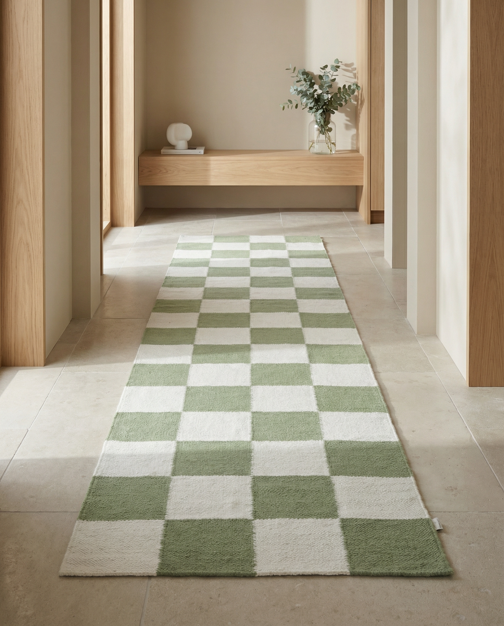 SQUARE RUNNER, WOOL, Green
