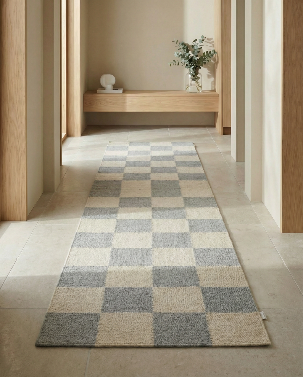 SQUARE RUNNER, WOOL, Grey