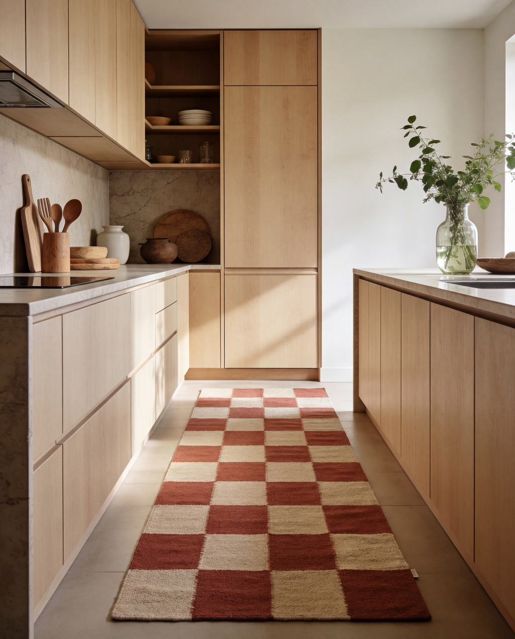SQUARE RUNNER, WOOL, Terracotta
