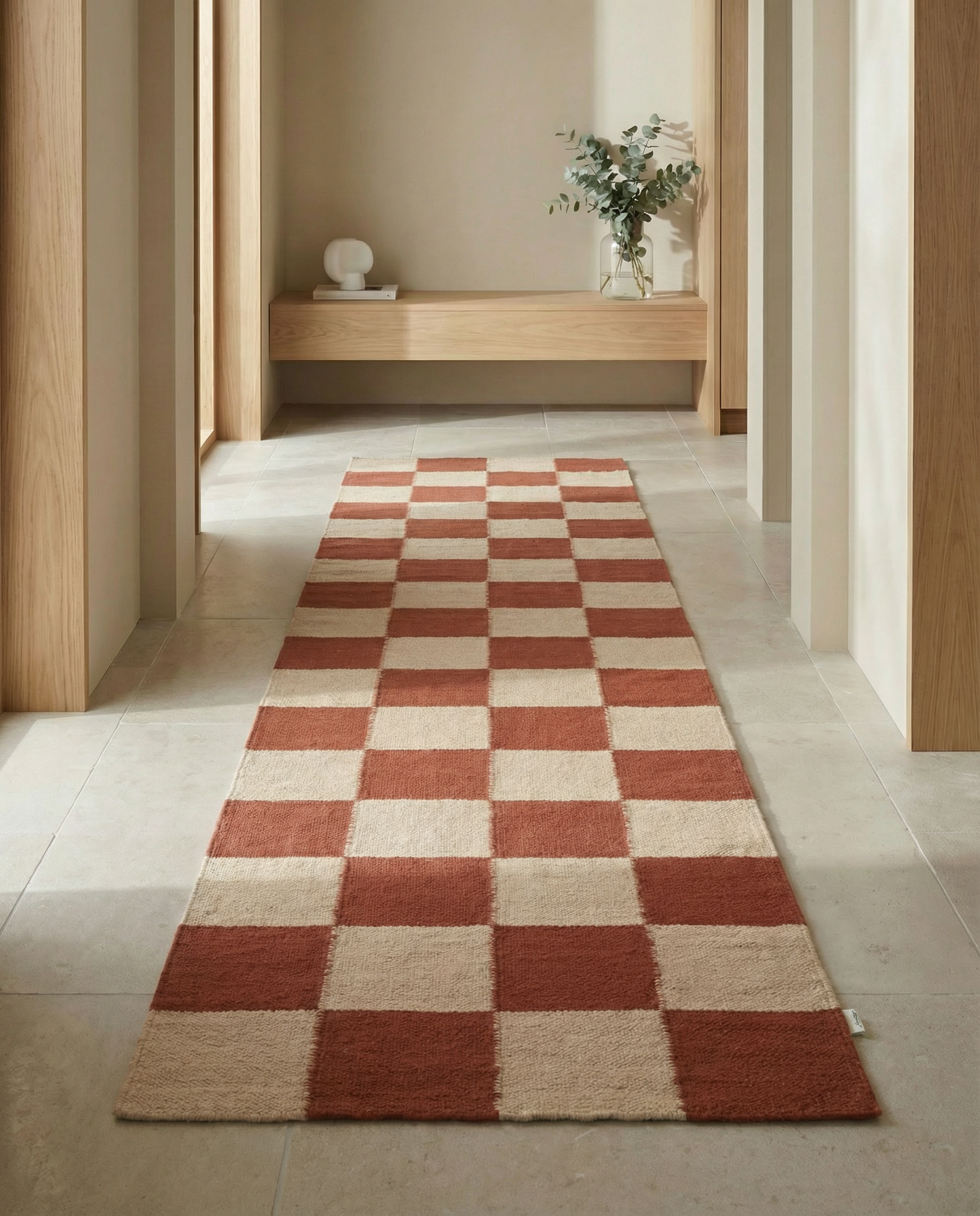 SQUARE RUNNER, WOOL, Terracotta