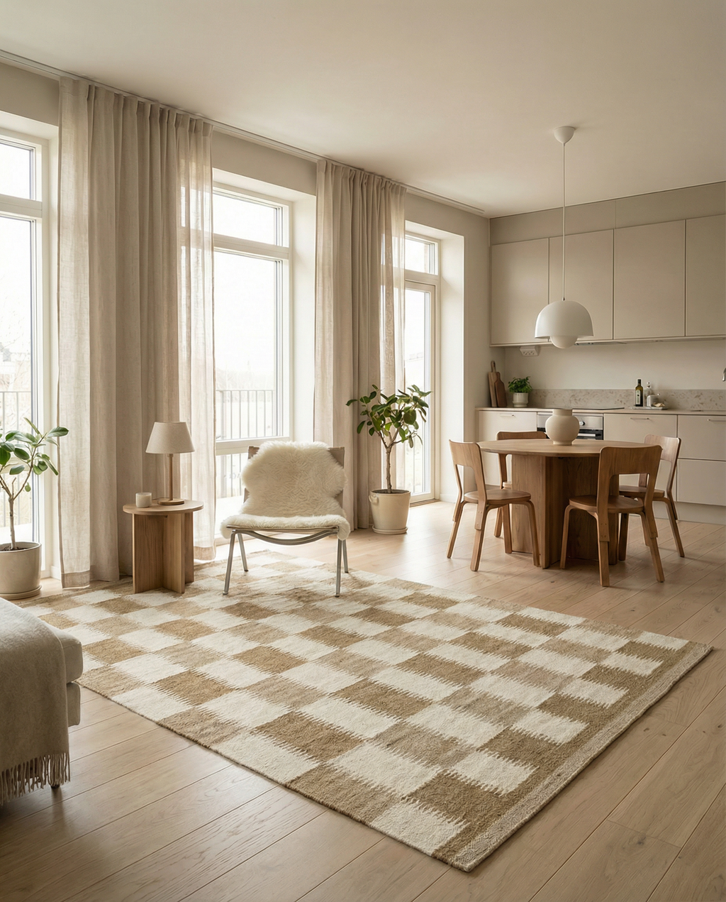 TAGEL WOOL RUG, SAND, MANY SIZE