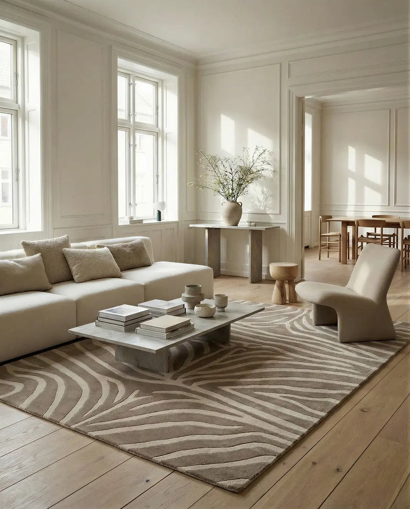 ZEBRA WOOL RUG, BEIGE, MANY SIZE