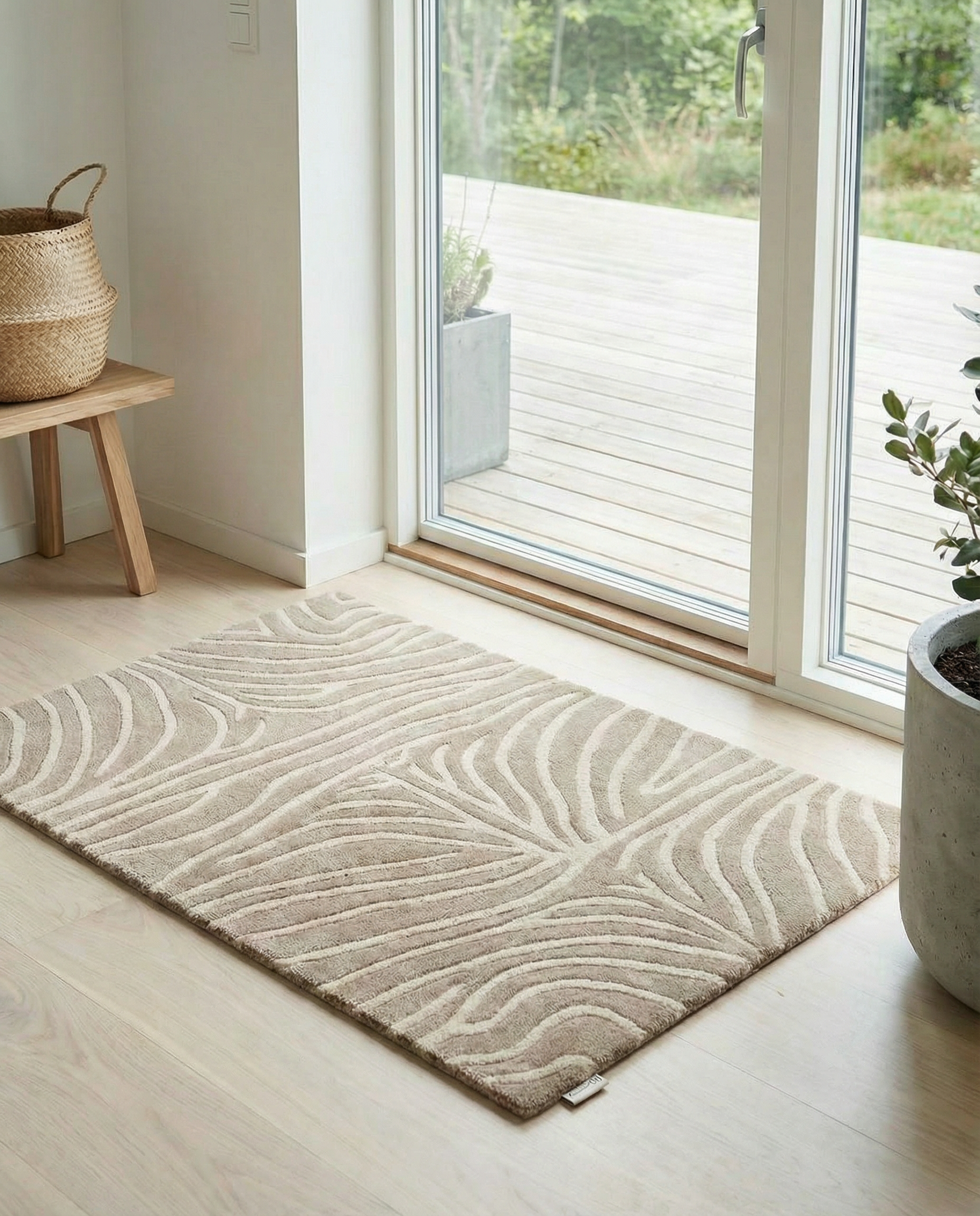 ZEBRA DOORMAT, WOOL, BEIGE