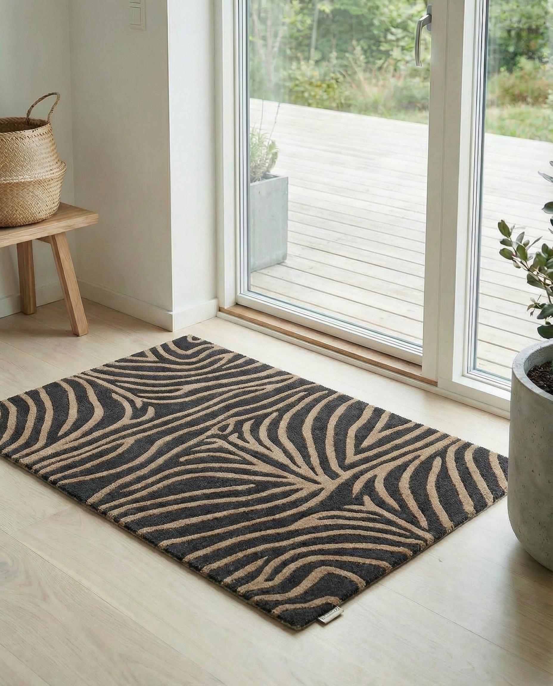 ZEBRA DOORMAT, WOOL, CHARCOAL
