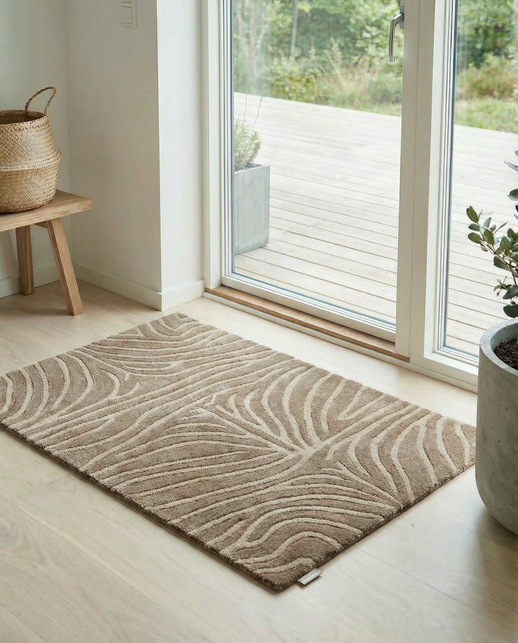 ZEBRA DOORMAT, WOOL, MOCCA