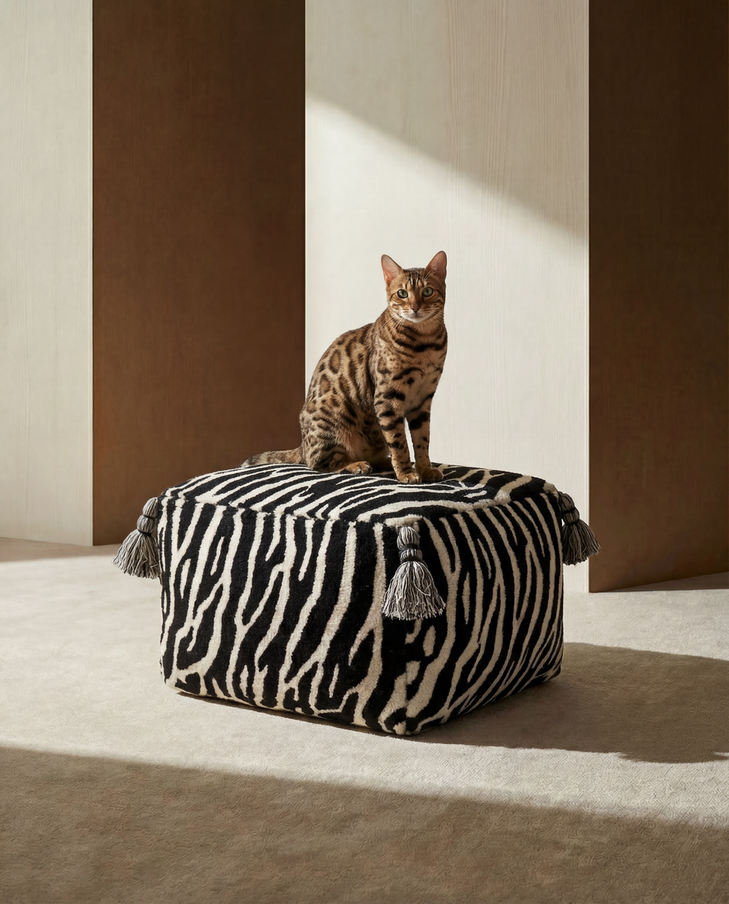 ZEBRA POUF, WOOL