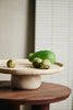 MASA tray on foot, D 50 CM,  travertine