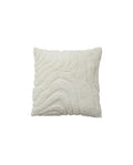 A beige cushion cover with a fluffy wave pattern.
