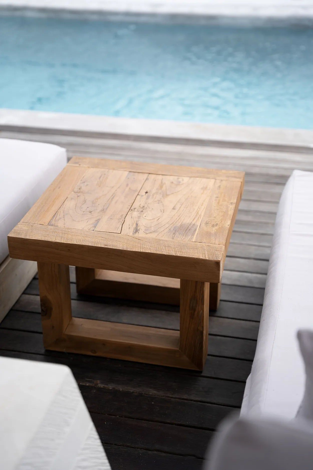 Reclaimed Teak Side Table - Natural, Teak, 50 cm