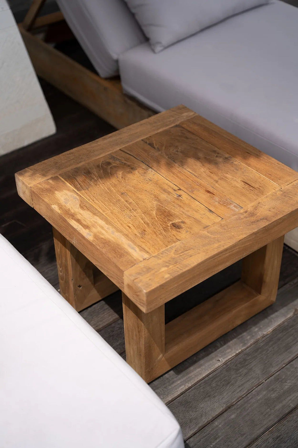 Reclaimed Teak Side Table - Natural, Teak, 50 cm