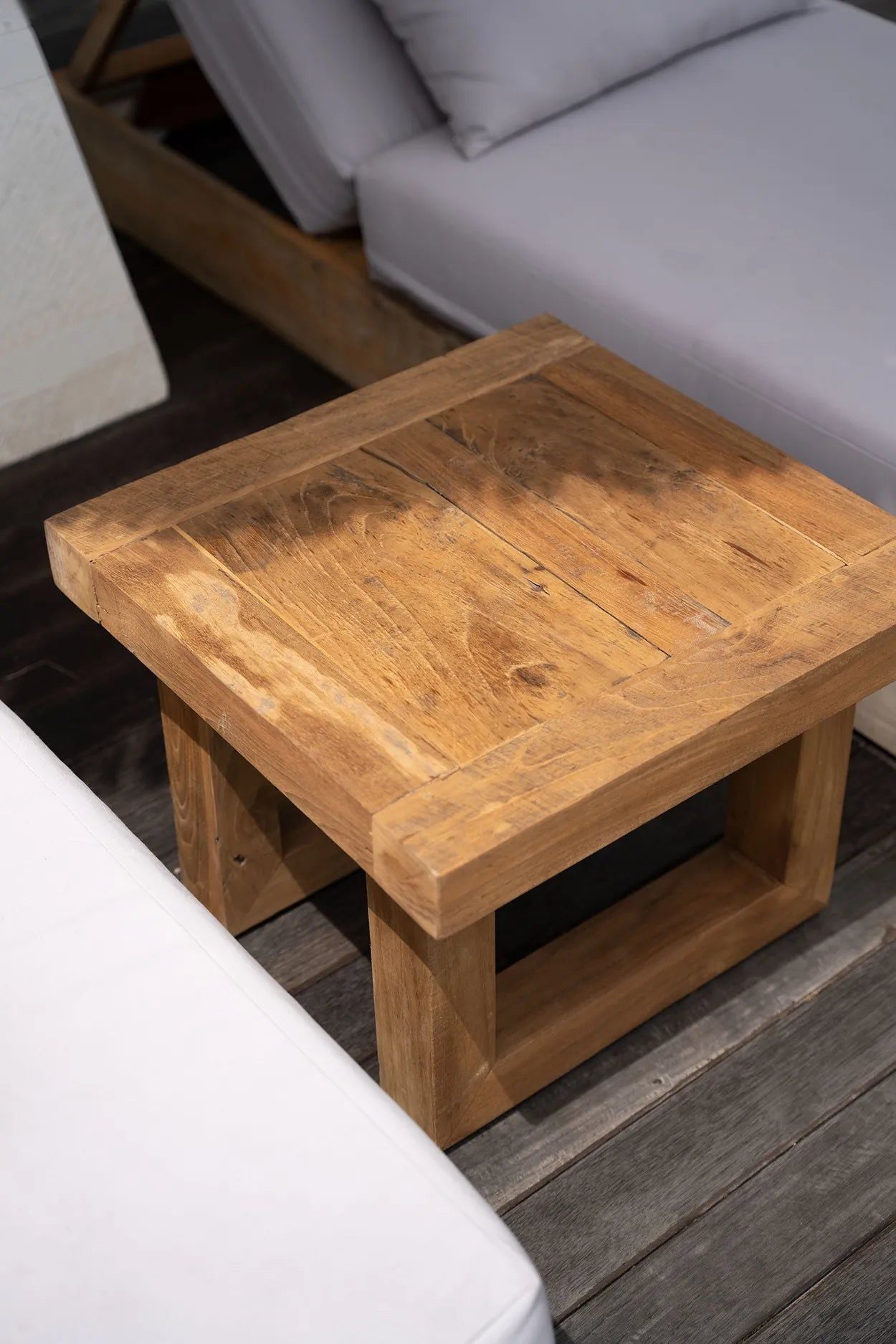 Reclaimed Teak Side Table - Natural, Teak, 50 cm