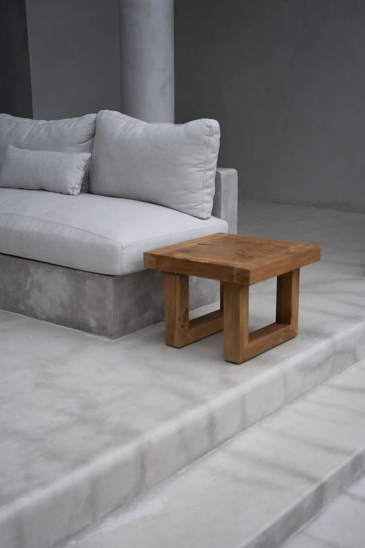 Reclaimed Teak Side Table - Natural, Teak, 50 cm