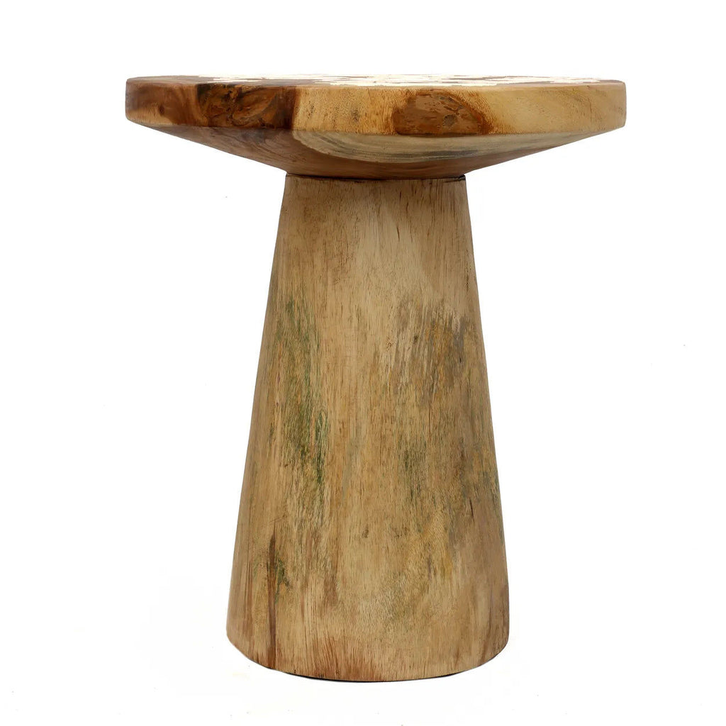 The Timber Conic Side Table - Natural -Suar Wood, Ø 50 cm